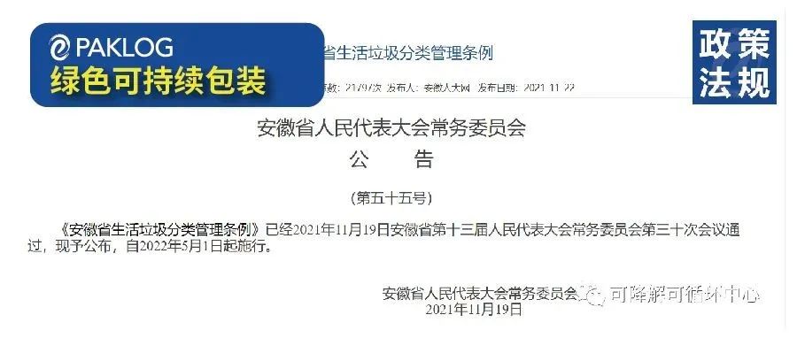 下月起，安徽将禁止、限制生产销售不可降解塑料制品